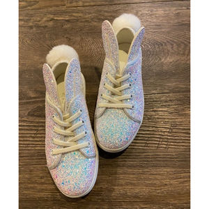 kids bunny sparkley sneaker shoes with ears and tail